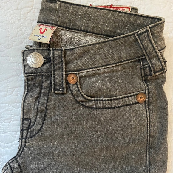 True Religion Brand Jeans, Sz 27, faded grey with black stitching - Picture 7 of 7